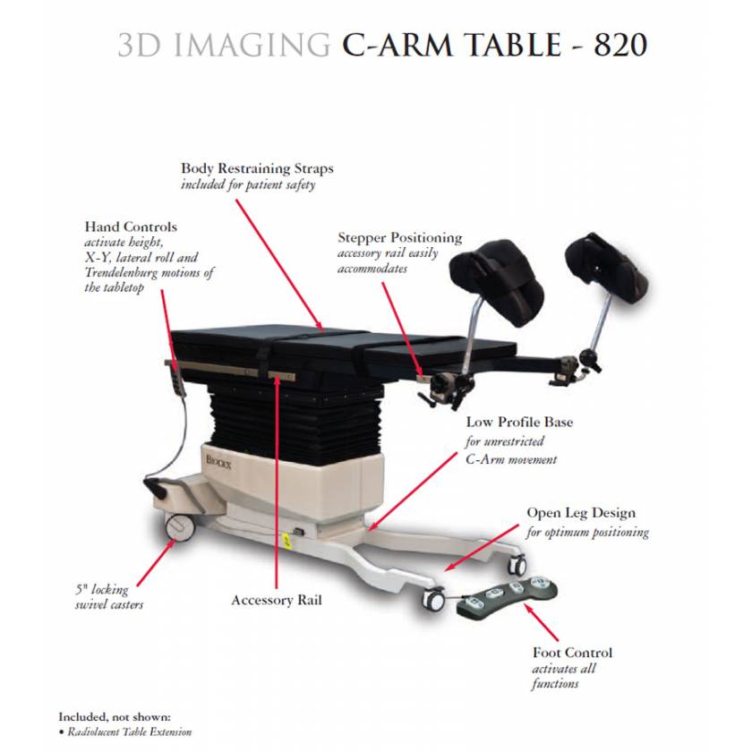 Biodex 058 820 3d imaging c arm table 820