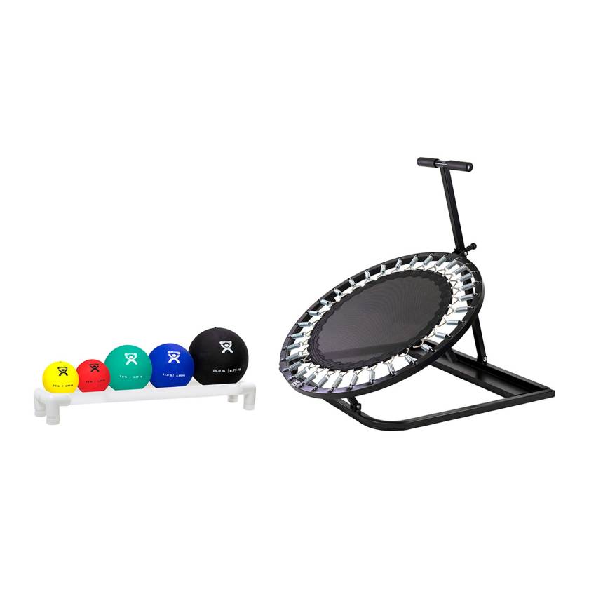 CanDo® 10-3135 Circular Ball Rebounder with Soft and Pliable Medicine Ball, 5-Piece Set - With Plastic Rack