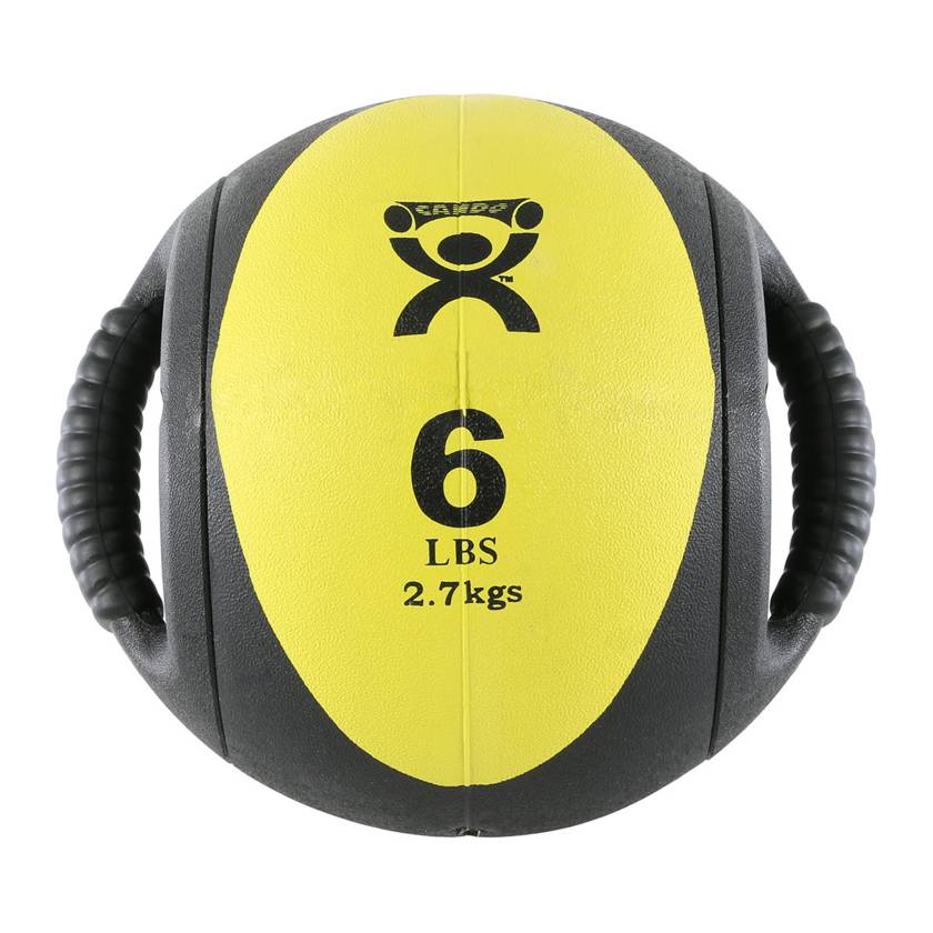CanDo® 10-3180 Dual-Handle Medicine Ball, 9" Diameter - 6 lbs, Yellow