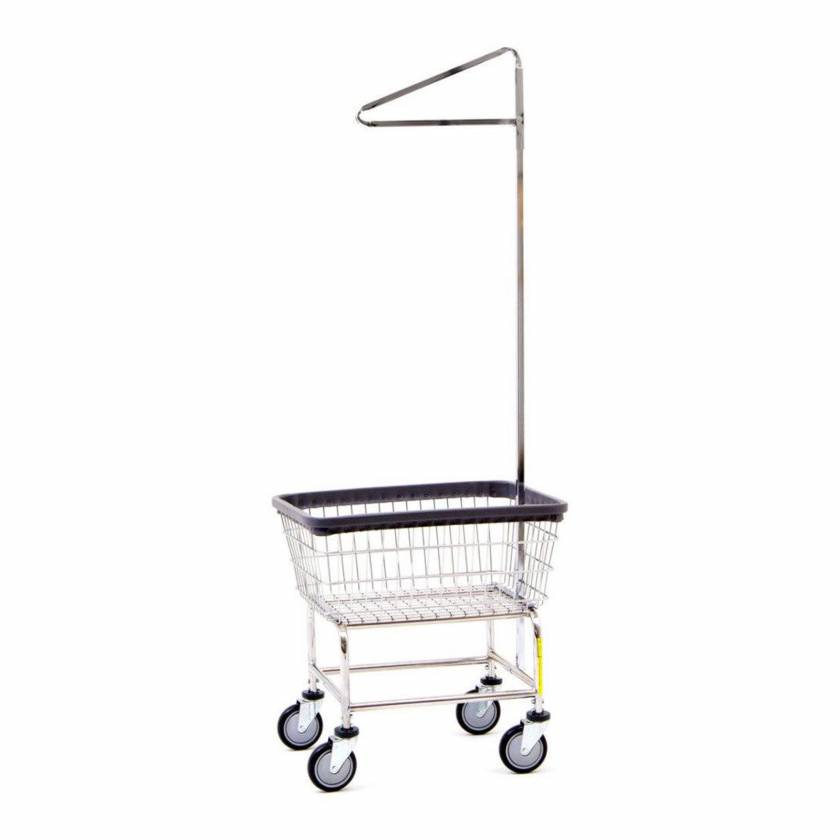 R&B Wire 100CEC91C Standard Wire Laundry Cart with Single Pole Rack - Chrome Basket, Chrome Base