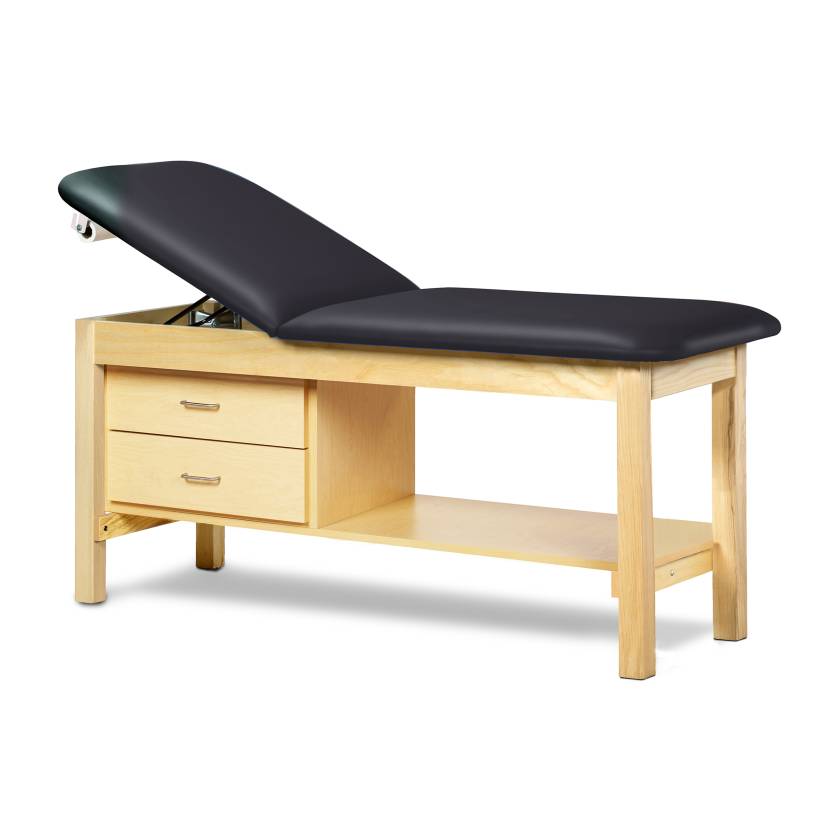 Clinton 1013-E Classic Express Treatment Table with Adjustable Backrest and Drawers - Black (Paper Roll is Not Included)
