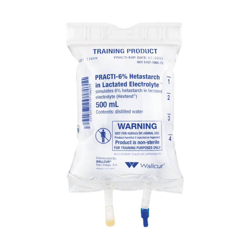 Hetastarch Injection Wallcur 1024775 Practi-6% Hetastarch 500 mL I.V. Solution Bag