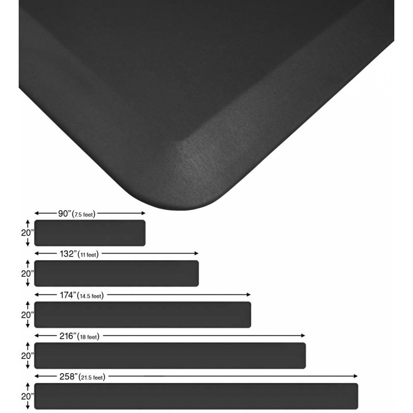 NewLife Eco-Pro Continuous Comfort Anti-Fatigue Floor Mats - 20" Wide - Black