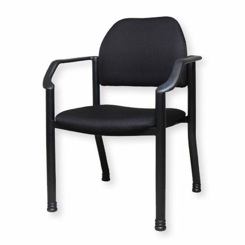 Blickman Model 1120WA Raven Black Polyester Fabric Waiting Room Chair with Arms