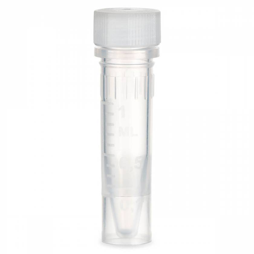 Globe Scientific 111720 1.5mL Self-Standing Screw Top Microtube with O-Ring Screw Cap - Sterile