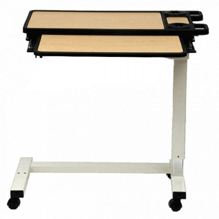 Novum Medical 120ES Acute Care Overbed Table Split Top without Vanity - Pneumatic Lift Mechanism