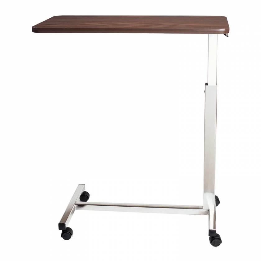 Novum Medical Model 125 Economy Overbed Table - Melamine Laminate Top without Vanity - Spring Assisted Lift Mechanism