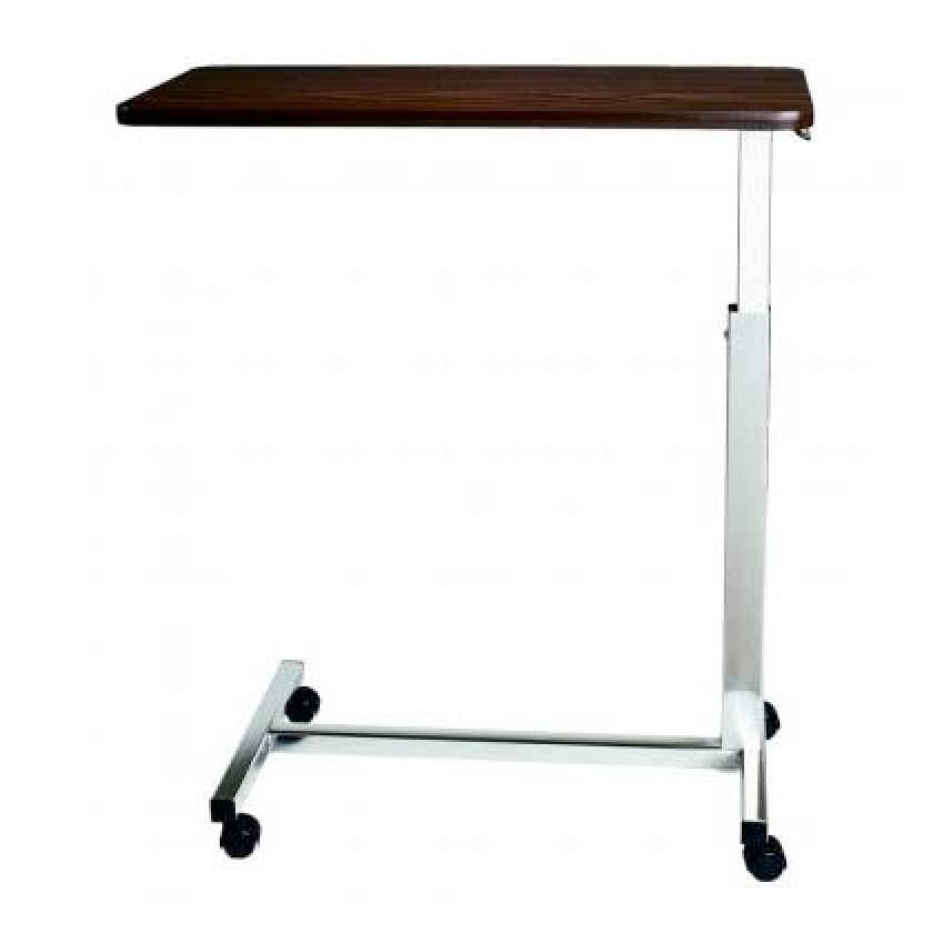 Novum Medical 127 Economy Overbed Table Walnut Melamine Laminate Top - Automatic Spring Lift Mechanism