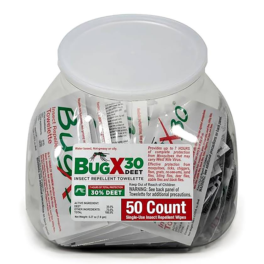 AERO Healthcare 12841 BugX30 Fish Bowl Insect Repellent Wipes, DEET