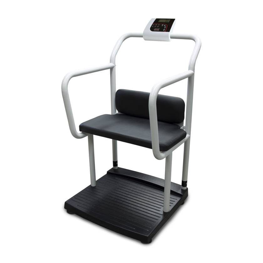 250-10-4 Series Rice Lake Bariatric Scale with Integrated Seat and Handrail, Left Angle View