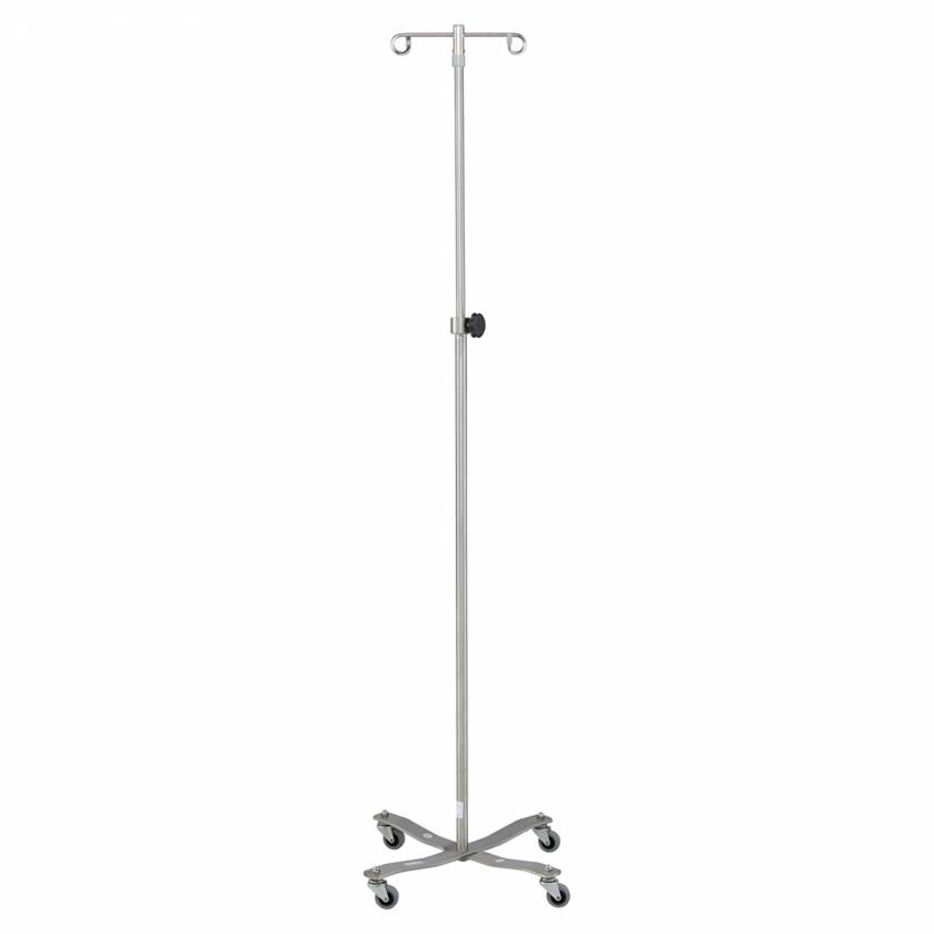 Blickman Model 1410SS Stainless Steel IV Stand with 2-Hook, 4-Leg & Tru-Loc Friction Knob