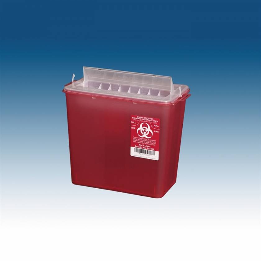 8 Qt. Horizontal Sharps Container Red