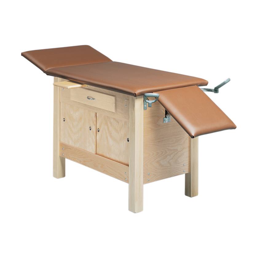 CanDo® 15-1073 Fixed Height Hardwood Treatment Table with 3 Section and Enclosures