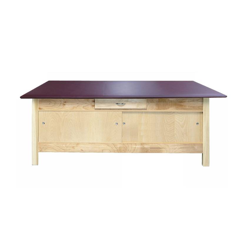 CanDo® 15-1083 Fixed Height Hardwood Treatment Table with Flat Top and Enclosures