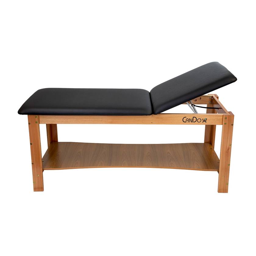 CanDo® 15-4225 Quickship Treatment Table with Adjustable Back and Shelf, Black Top