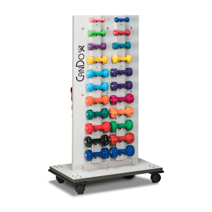 CanDo® 15-4257 Mobile Weight Rack - With Cuff Weights and Dumbbells, Dumbbells Angle View
