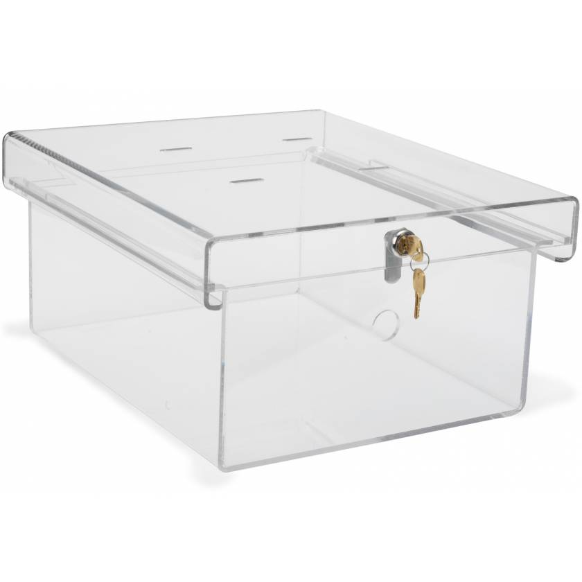 X-Large Clear Acrylic Refrigerator Lock Box with Key Lock