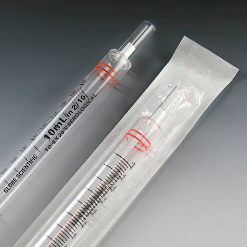 Globe Scientific 1884 10mL Shorty Serological Pipette Orange Striped