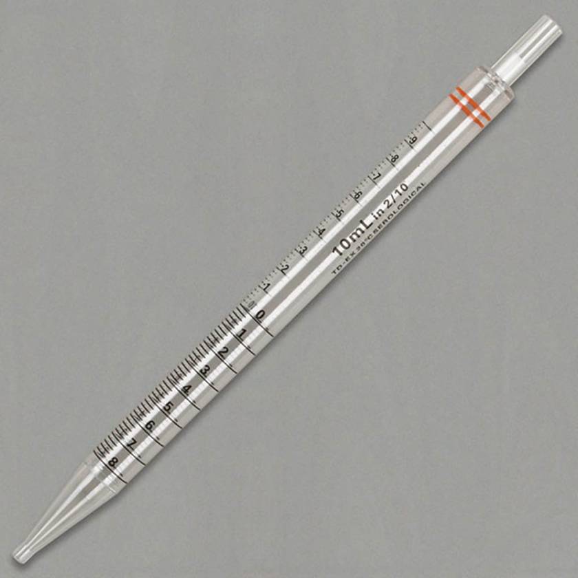 10mL Shorty Serological Pipette - 230mm - Orange Striped Color Coded - Sterile