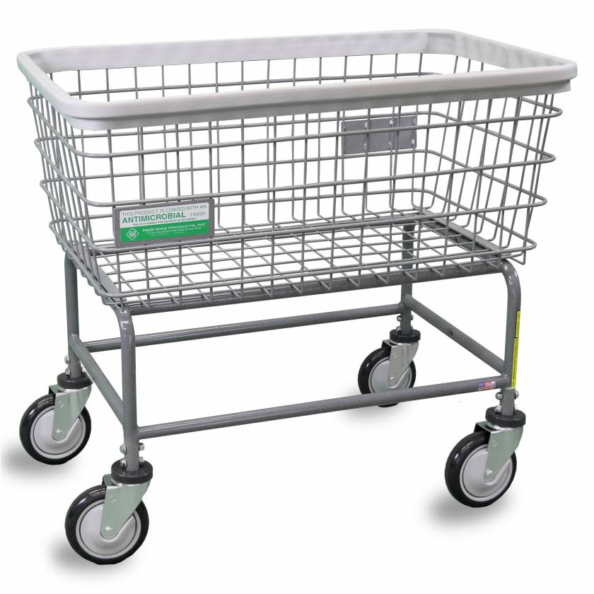 R&B Wire 200F/ANTI Antimicrobial Large Capacity Wire Laundry Cart - Cart Only