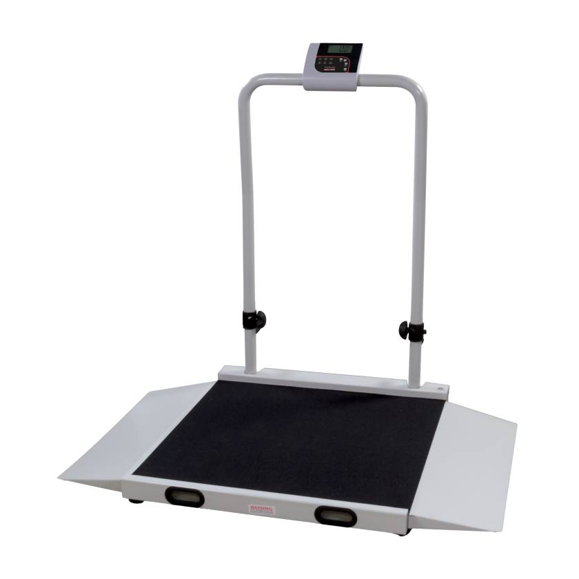 Rice Lake 204403 Dual-Ramp Veterinary Scale with Metal Platform and Integrated Handrail