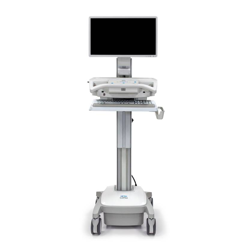 Capsa 207237 Trio™ LT Mobile Computing Workstation with Manual Lift - Front View (Monitor, Keyboard, and Mouse are Not Included)