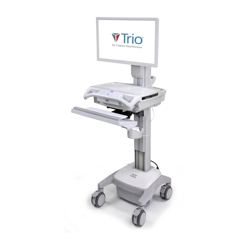 Capsa 207404 Trio™ NP Mobile Computing Workstation with Manual Lift - Left Facing View (Monitor, Keyboard, and Mouse are Not Included)
