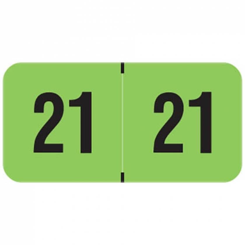 2021 Year Labels - PMA Fluorescent Green - Size 3/4" H x 1 1/2" W