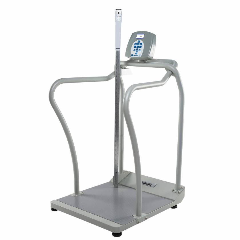2101HR Series Health o Meter Bariatric Digital Platform Scale with Handrail, Mechanical Height Rod