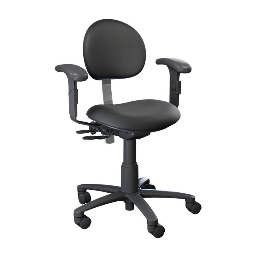 Brewer 21435BA Millennium Backrest Task Chair with Arm Rests - Black Satin Upholstery