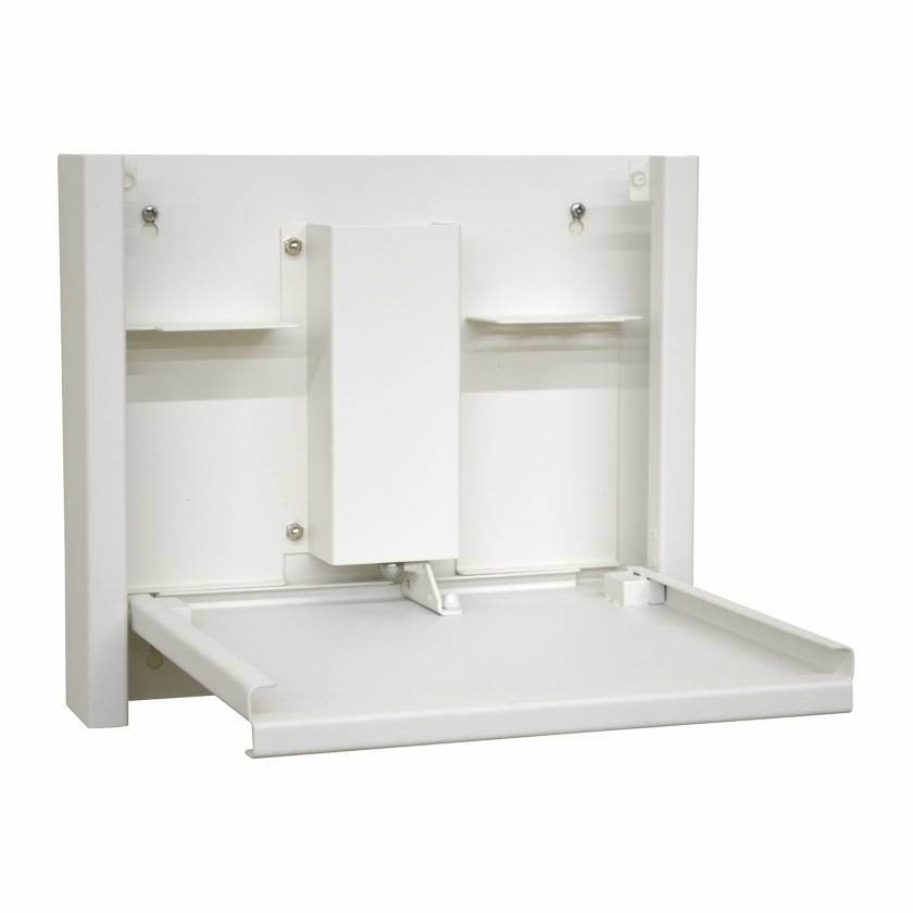 OmniMed 291508 Mini Powder Coated Steel Wall Desk - Door remains open until nudged to start the closure