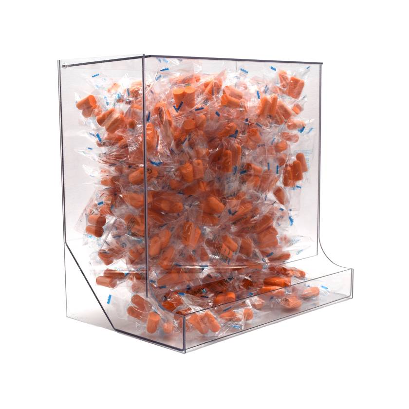 OmniMed 304040 Clear PETG Wall Mounted PPE Bulk Dispenser with Easy Tray Access (The Earplugs are Not Included)