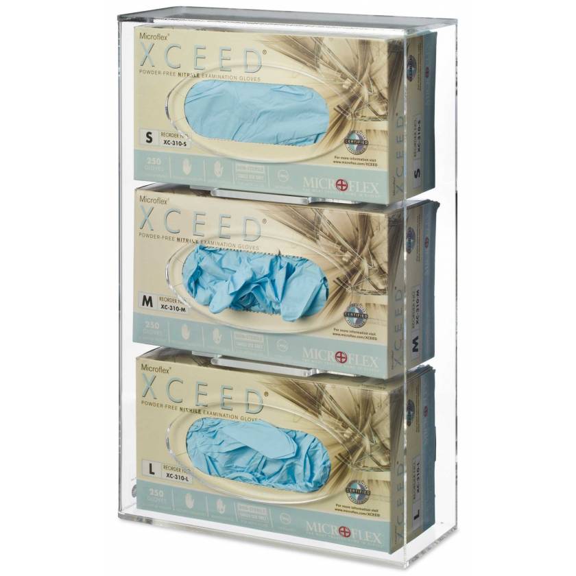 Deluxe Acrylic Glove Box Holder - Triple