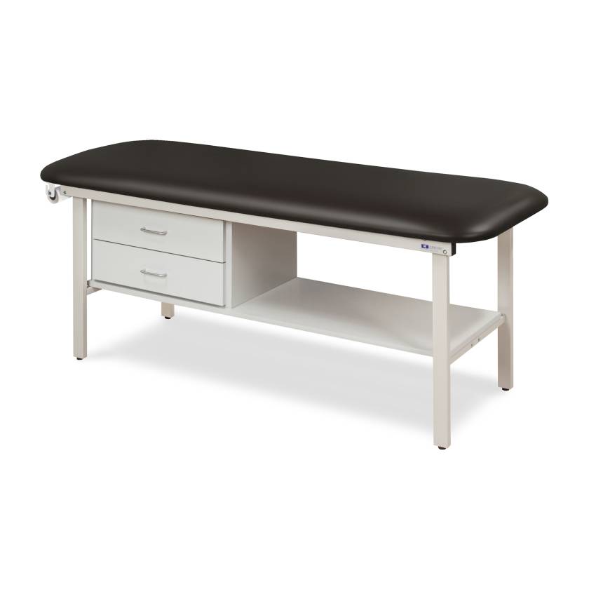Clinton 3130-E Alpha Express Treatment Table with Flat Top and Drawers - Black (Paper Roll is Not Included)