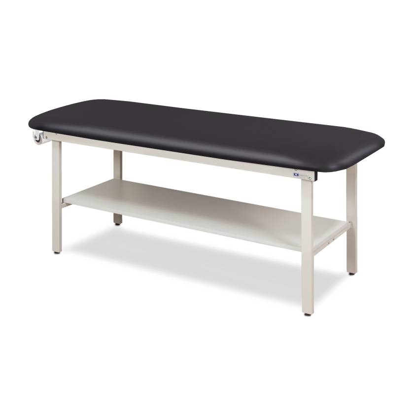 Clinton 3200-E Alpha Express Treatment Table with Flat Top and Full Shelf - Black (Paper Roll is Not Included)