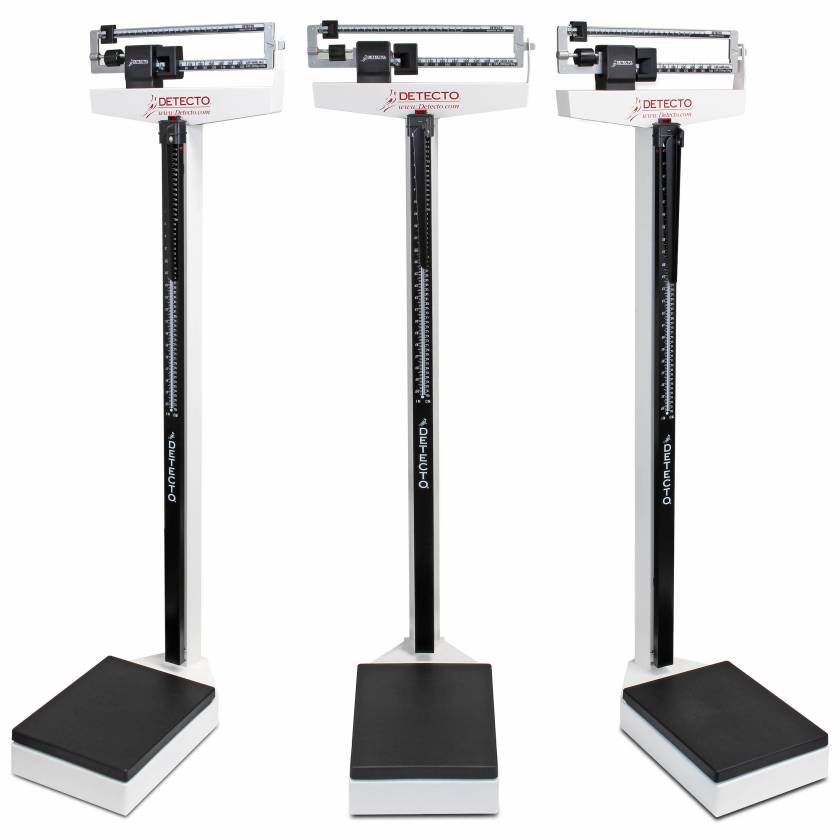 Detecto Model 339 Eye-Level Mechanical Weighbeam Scale, White, Dual-Reading, with Height Rod