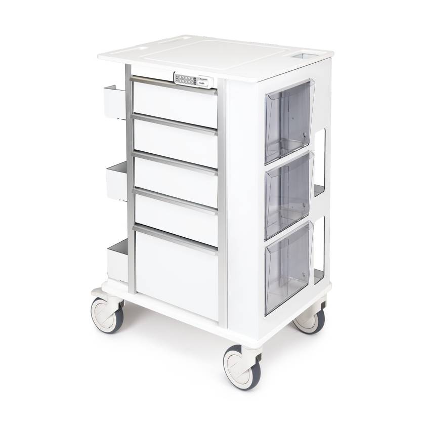 OmniMed 351004 Phlebotomy Cart with 5 Drawers and E-Lock