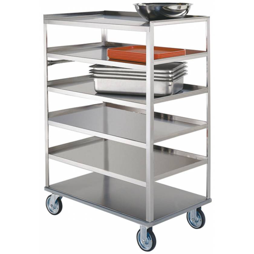 Lakeside SS Medium Duty Multi-Shelf Carts - All Edges Down - Perimeter Bumper (6-Shelf)