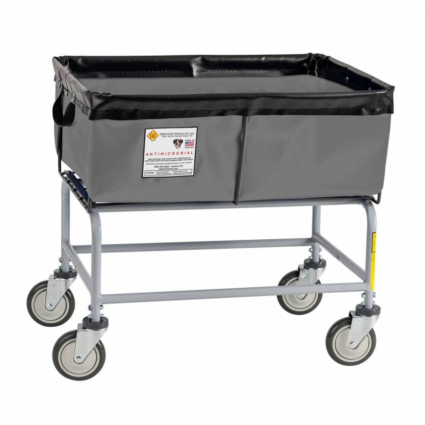 R&B Wire 463/ANTI/GRY Antimicrobial Elevated Vinyl Basket Truck, 3 Bushel - Gray