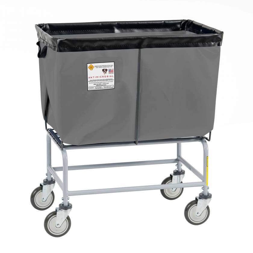R&B Wire 466/ANTI/GRY Antimicrobial Elevated Vinyl Basket Truck, 6 Bushel - Gray
