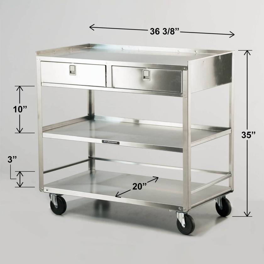 Simple Utility Table Lakeside 474 Stainless Steel Utility Table 2 Drawers 3 Shelves
