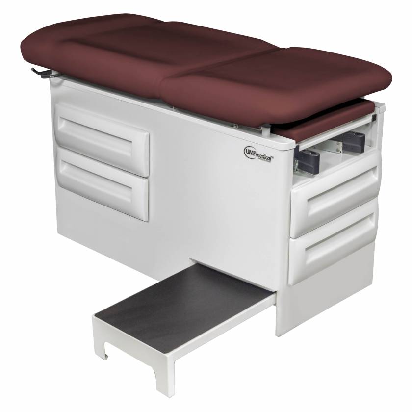 Model 5240-145 Manual Exam Table with Side Step and Four Storage Drawers - Fine Wine