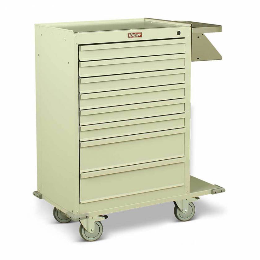 Harloff Model 6030 Painted Steel Eight Drawer Cast Cart - Standard Package