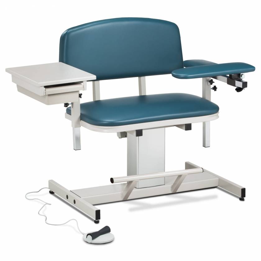 Clinton Power Series Extra Wide Blood Drawing Chair with Padded Flip Arm and Drawer