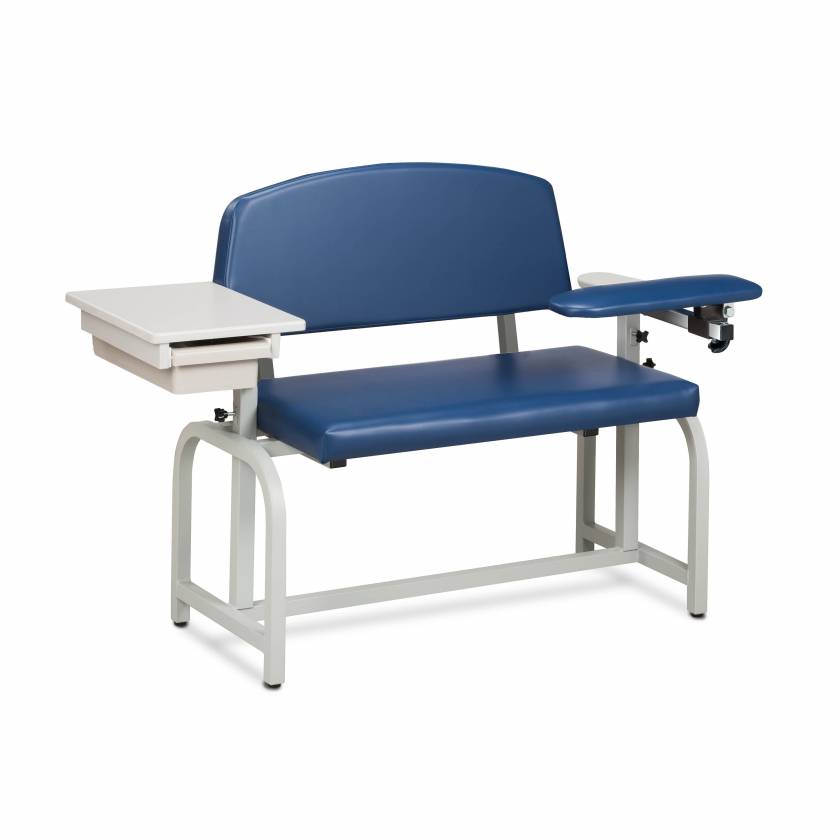 Clinton 66002 Lab X Series Extra-Wide Blood Drawing Chair with Padded Flip Arm and Drawer