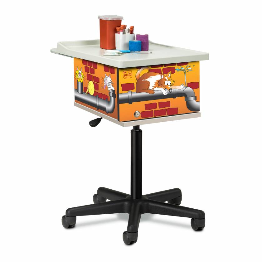 Clinton Alley Cats & Dogs Graphics Pediatric Phlebotomy Cart Model 67237 (Items pictured on top NOT included).
