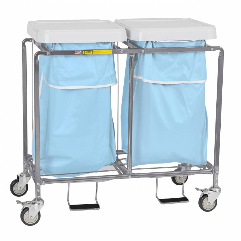 R&B Wire 684B Double Leakproof Hamper with Lid - Blue and Blue Bags
