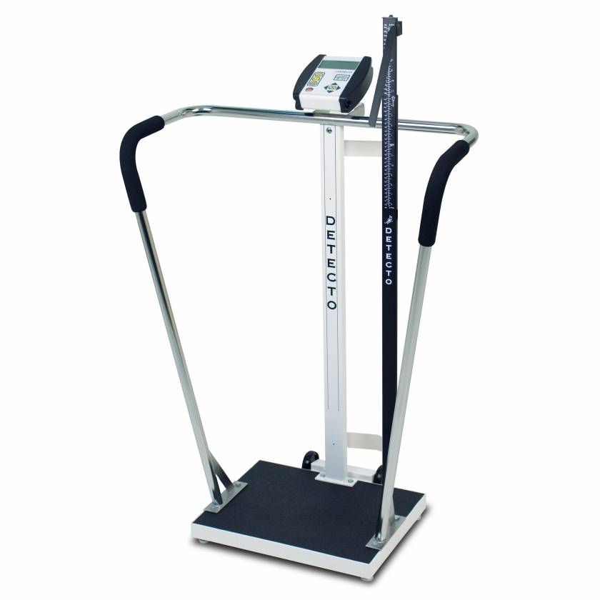 Detecto 6855MHR Bariatric Digital Scale with Mechanical Height Rod - 600 lb Capacity - 18" x 14" Platform