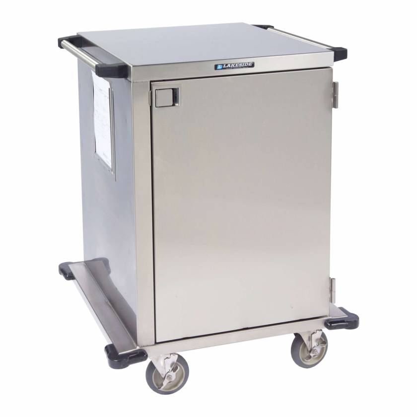 Lakeside 6940S Closed Case Cart with 18" W Solid Stainless Steel Shelf, Single Door - 30" L x 29" W x 39" H