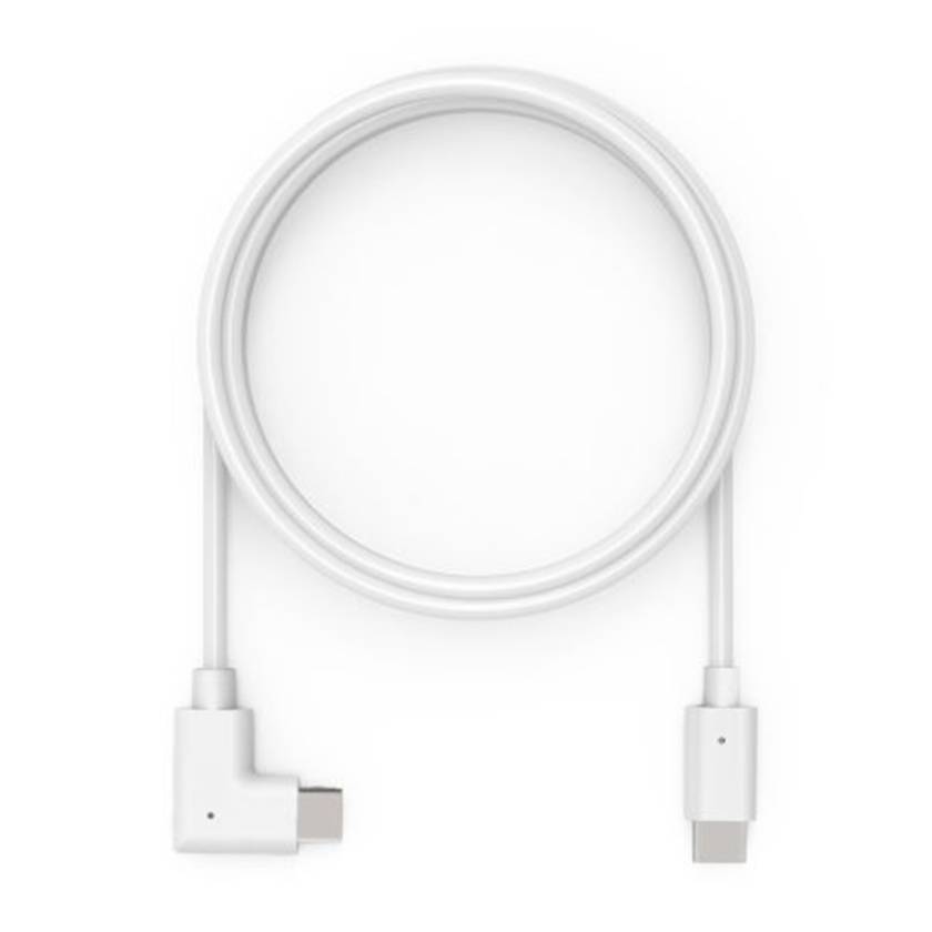 Compulocks 6FTALLUSBC USB-C Cable with One Right-Angle Connector - 6 Ft, White, Coiled Top Down View